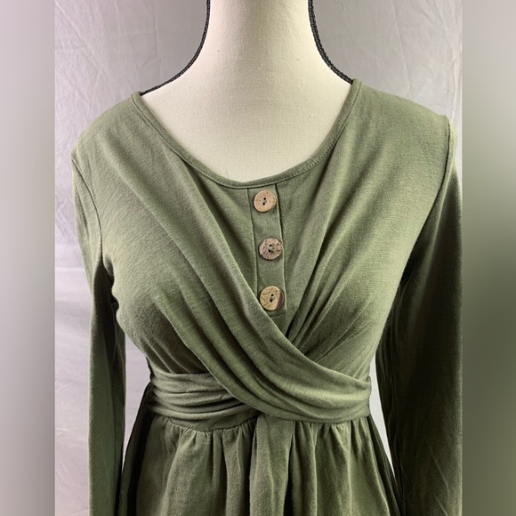 Olive Criss Cross Front A-line Dress - Picture 6 of 8